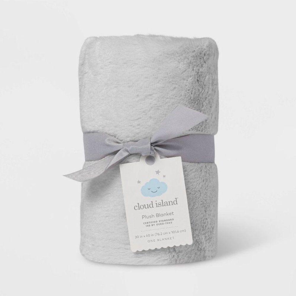 Cloud Island - Solid Satin Edge Plush Baby Blanket